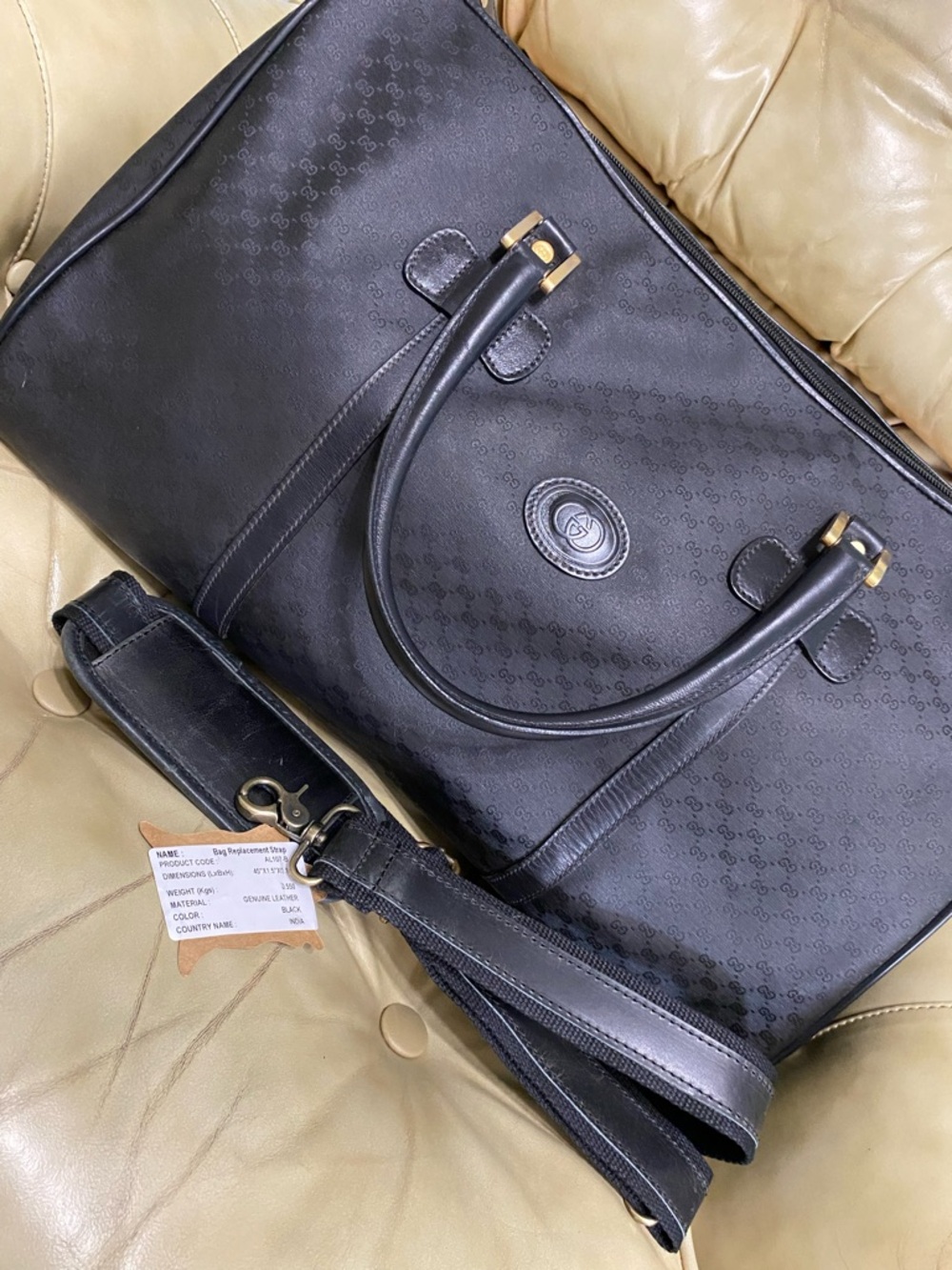 XL Gucci Travel Bag Duffel Micro GG Monogram Black Unisex Luggage Satchel - Picture 13 of 17